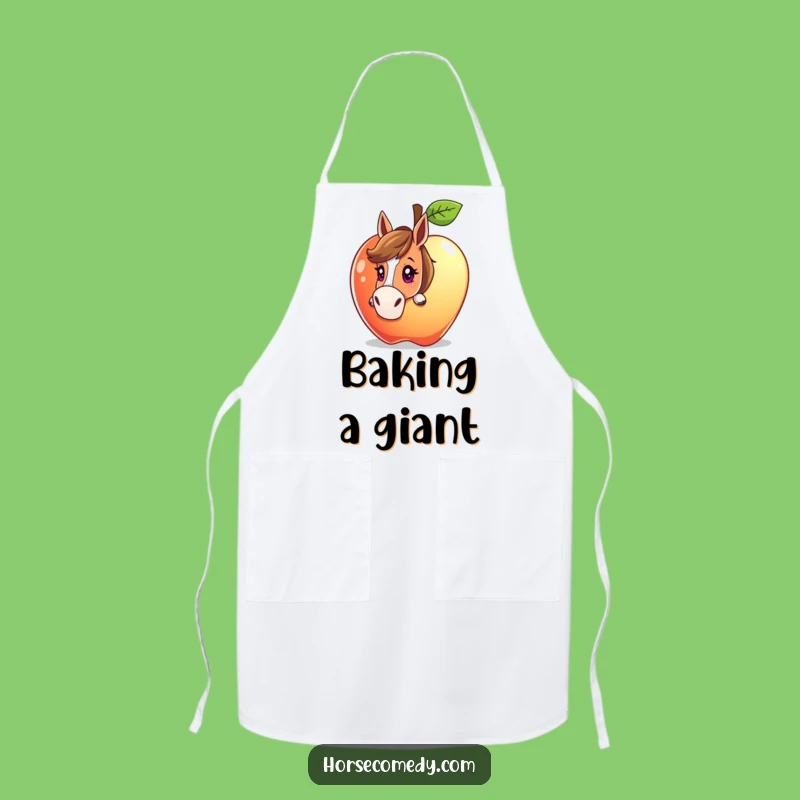 Funny Curious Horse Apple Apron: Cook with Curiosity and Whimsical Flair