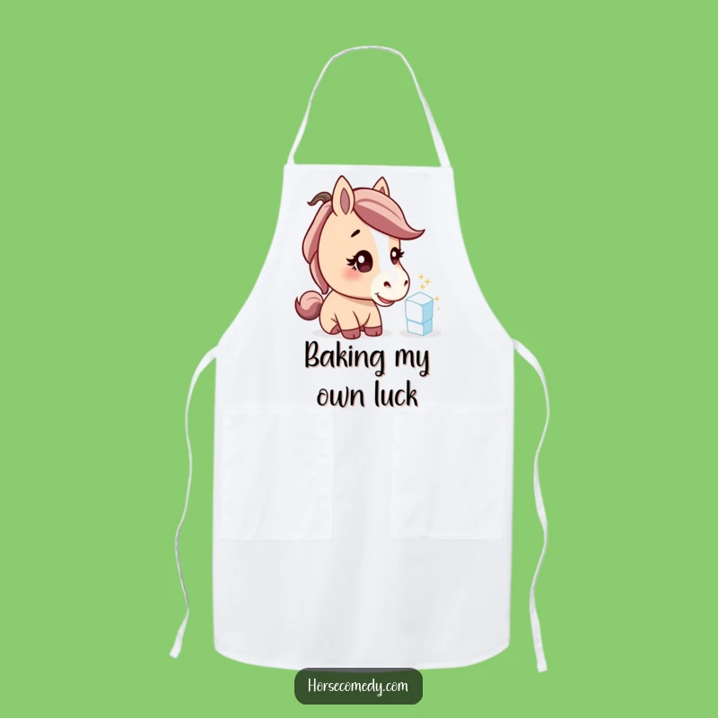 Funny Horse Apron: Curious Equine Sugar Cube Chef - Kitchen Gift