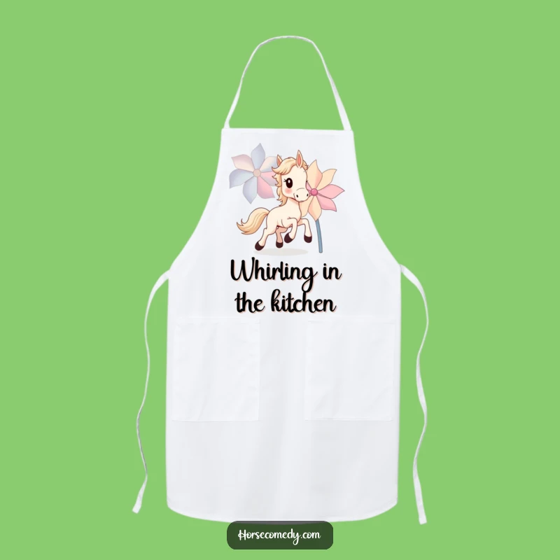 Funny Horse Cub Apron: Whimsical Pinwheel Chase Kitchen Gift