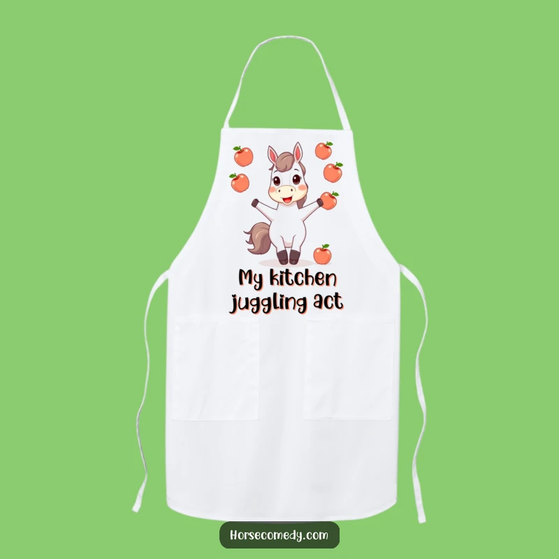 Funny Horse Juggling Apples Apron - Kitchen Fun & Hilarious Gift