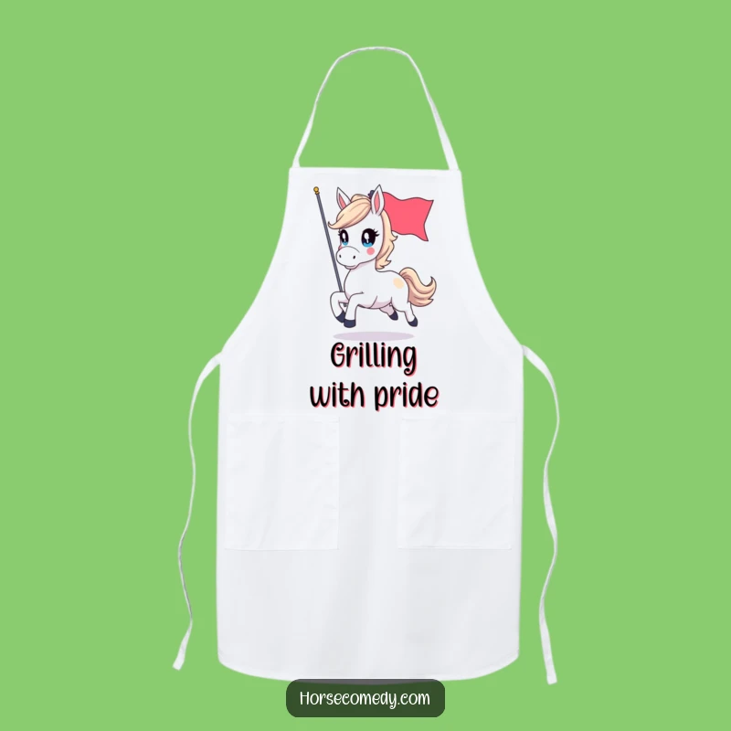 Funny Horse Flag Apron - Cook with Galloping Enthusiasm