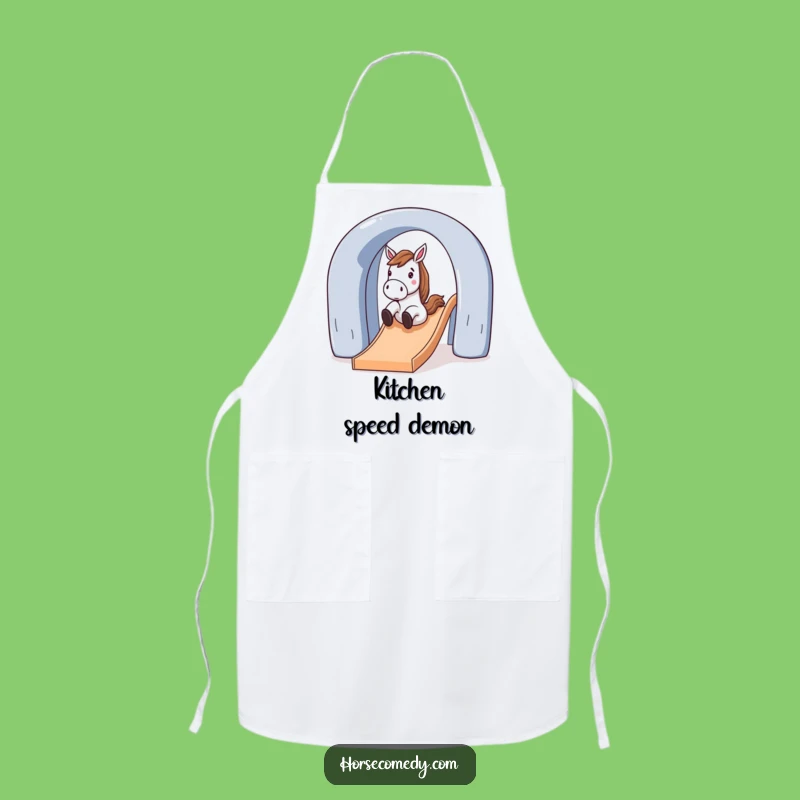 Funny Horse Sliding Down Slide Apron: Cook with Playful Energy