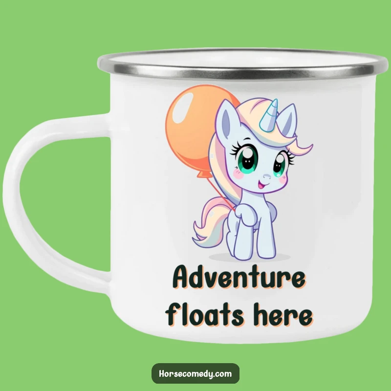Funny Pony Balloon Camping Mug: Adventure with Wonder, Great Gift