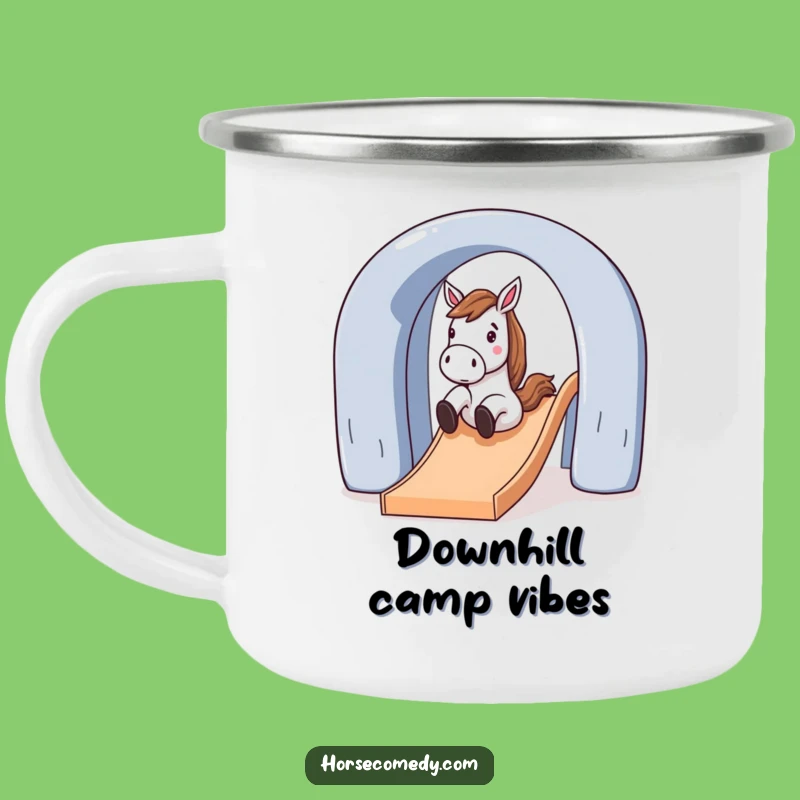 Funny Horse Sliding Down Slide Camping Mug: Adventure Fuelled by Play