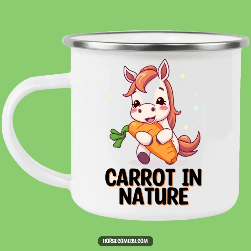 Funny Happy Horse Carrot Camping Mug - Outdoor Adventure & Hilarious Gift