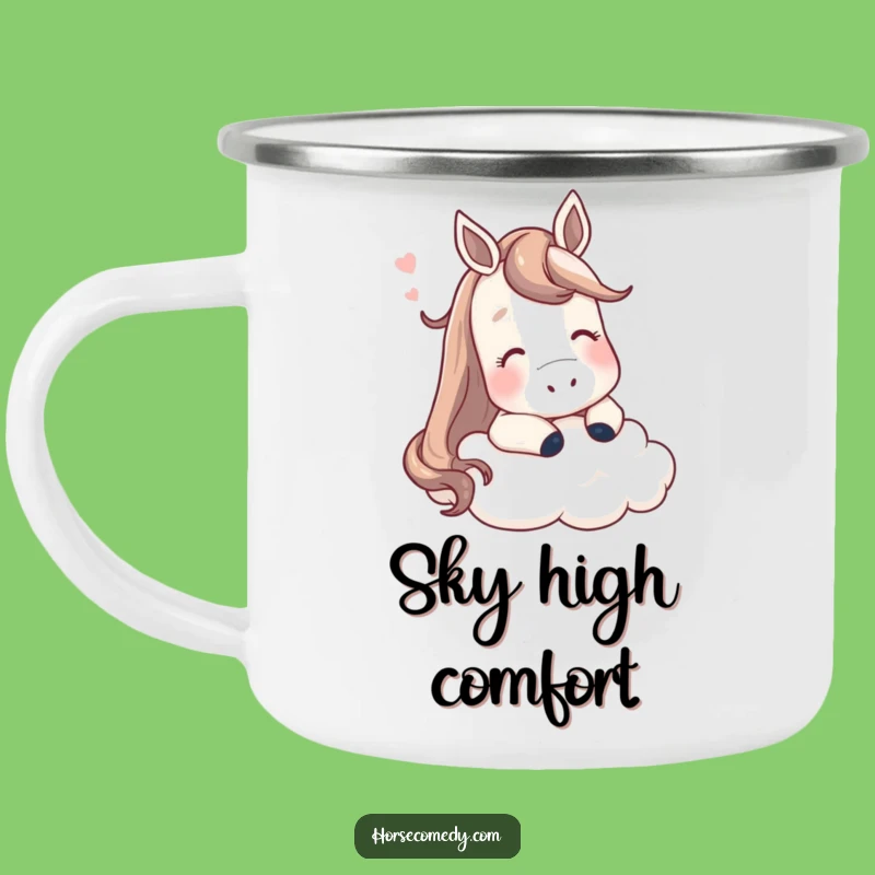 Funny Horse Cloud Camping Mug: Contented Equine Adventure - Camp Gift