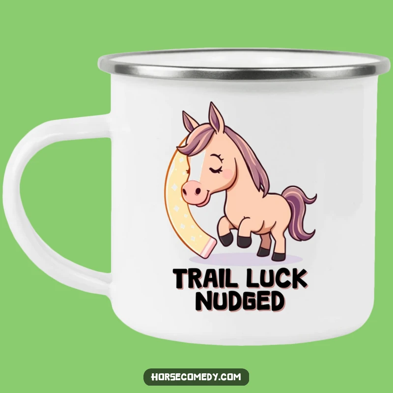Funny Horse Horseshoe Camping Mug: Playful Luck Cup, Hilarious Outdoor Equestrian Gift