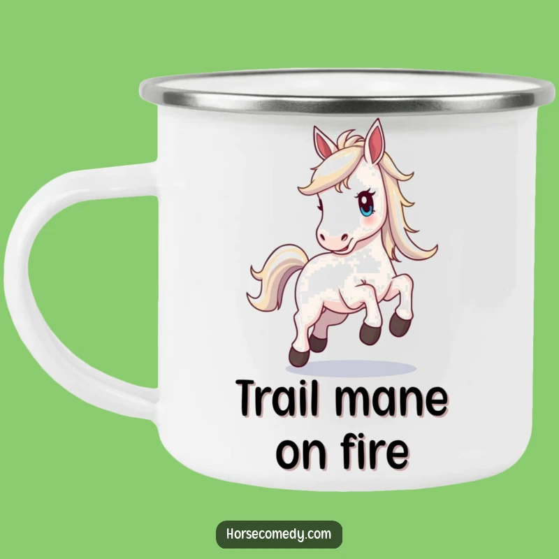 Funny Horse Shimmering Mane Camping Mug: Sip Excitement with Radiant Style