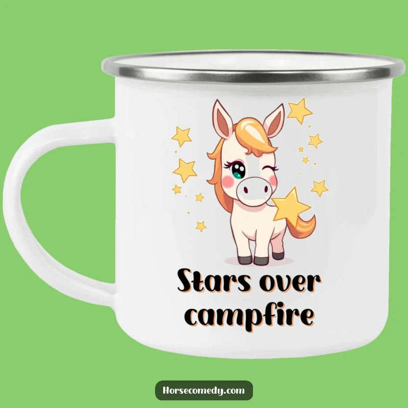 Funny Mischievous Horse Star Camping Mug - Cosmic Adventures & Hilarious Gift