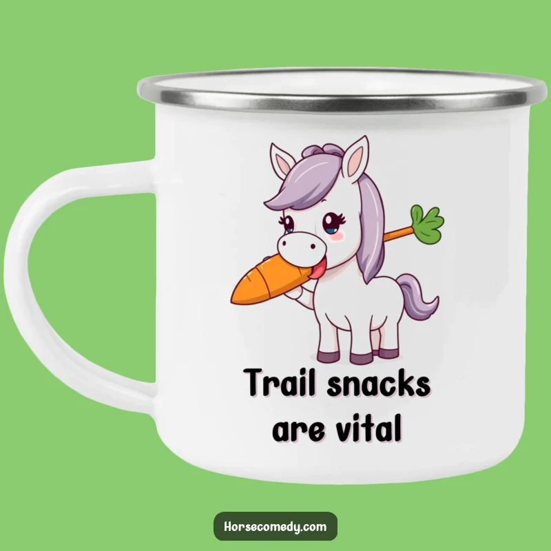 Funny Horse Munching Carrot Camping Mug: Adventure Fuelled by Delight