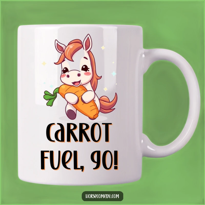 Funny Happy Horse Munching Gigantic Carrot Mug - Perfect Joyful Gift for Horse Lovers