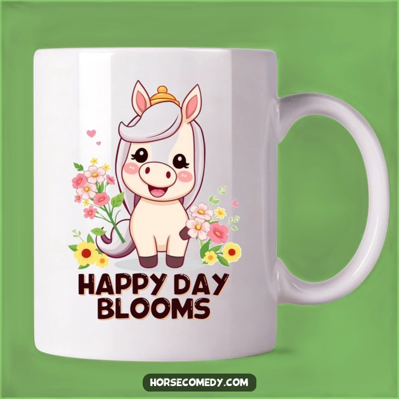 Funny Cheerful Horse Mug: Silly Hat Flower Gift for Smiles