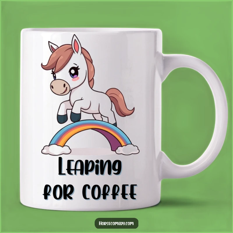 Funny Determined Horse Mug: Over the Rainbow Bridge Triumph!