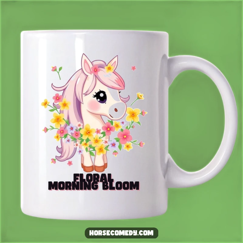 Funny Horse Flower Garland Mug - Whimsical Equine Floral Delight Gift