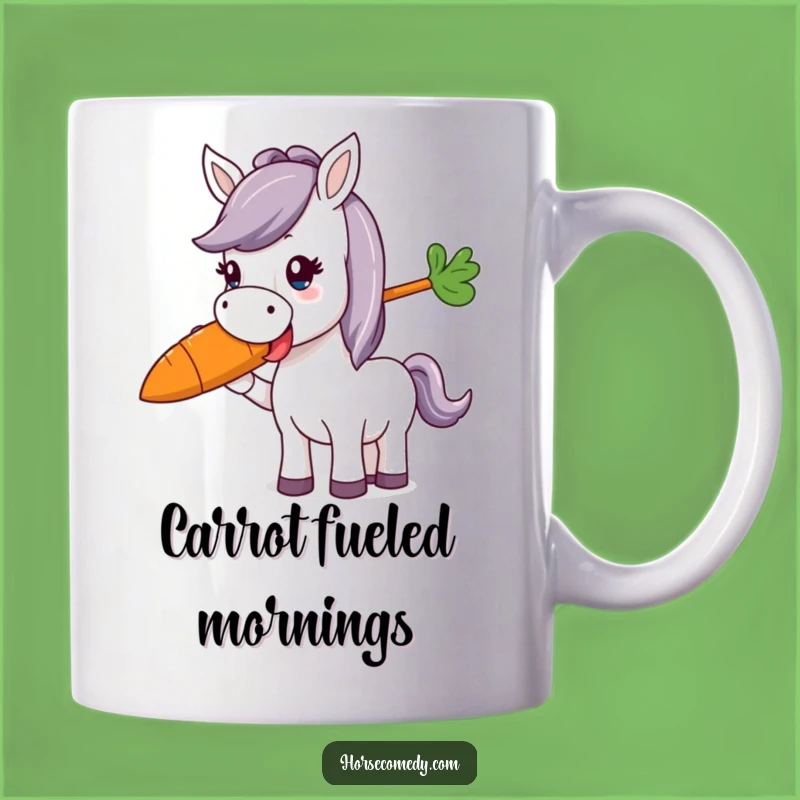 Funny Horse Munching Carrot Mug: Delightful Gift for Equine Enthusiasts