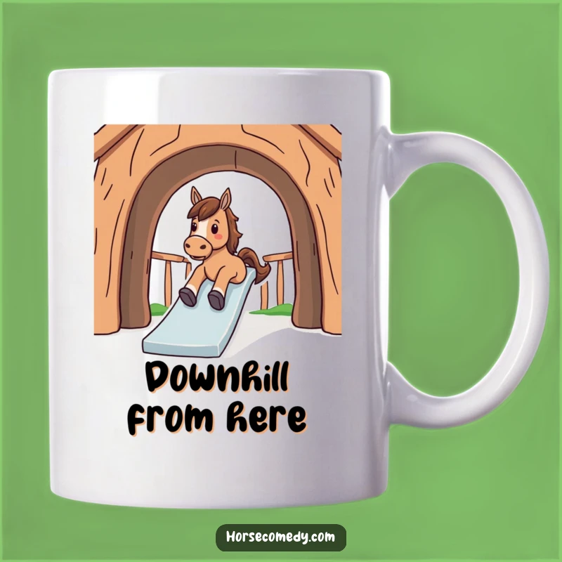 Funny Horse Sliding Down Slide Mug - Hilarious Adventure Gift