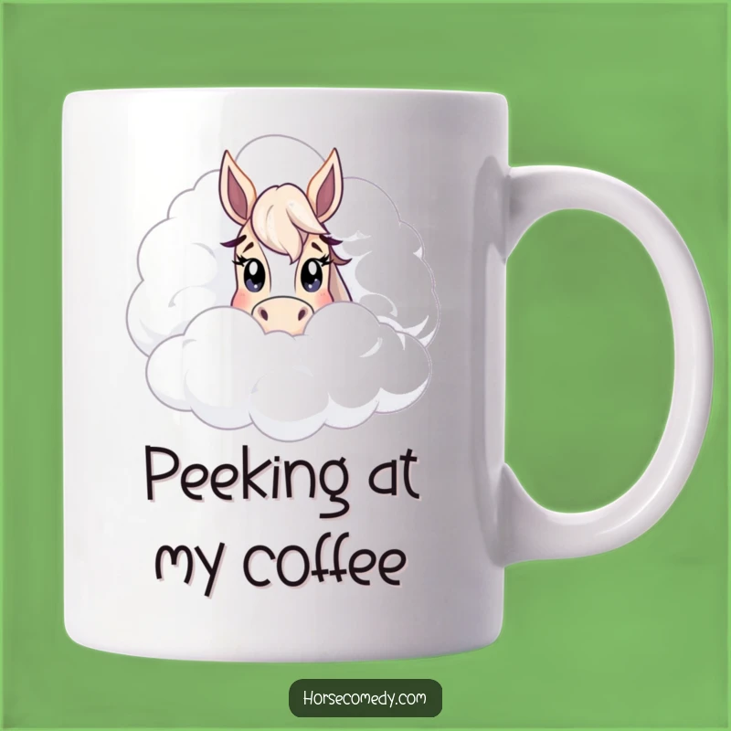 Funny Peeking Horse Cloud Mug: Your Adorable Surprise Gift!