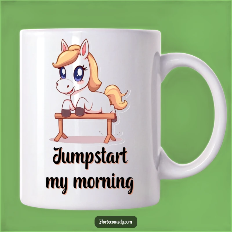 Funny Sparkle Eye Horse Mug - Playful Leap Design, Hilarious Funny Gift for Equestrians
