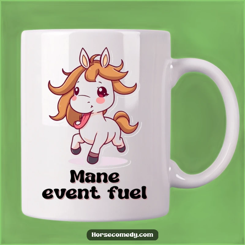 Funny Galloping Horse Flying Mane Mug - Energetic Fun & Hilarious Gift