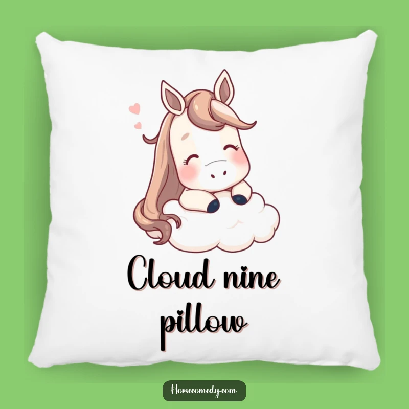 Funny Horse Cloud Pillow: Contented Equine Dreamscape - Plush Gift