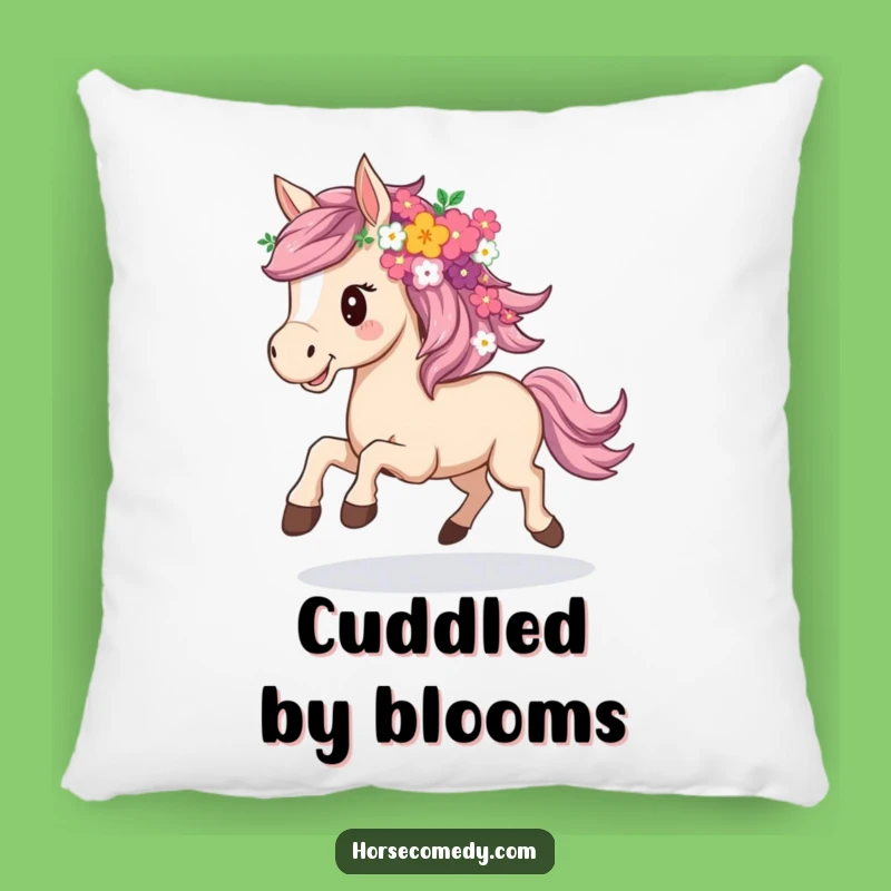 Funny Flowery Horse Pillow - Soft Comfort with Floral Humor!