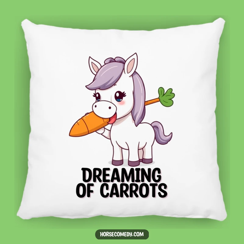 Funny Horse Munching Carrot Pillow: Cozy Comfort with Equine Joy