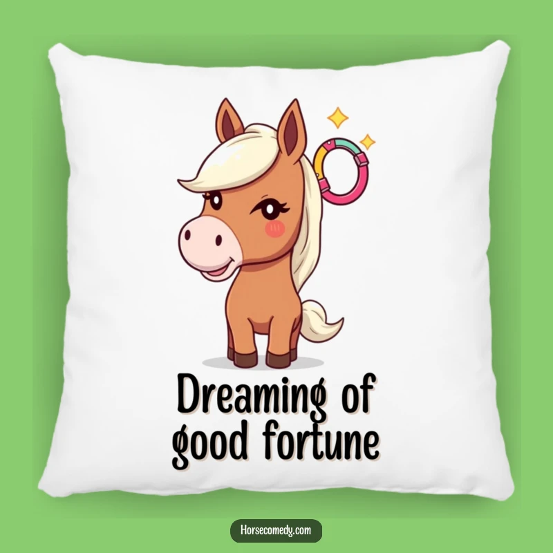 Funny Winking Horse Pillow: Playful Horseshoe Toss Comfort
