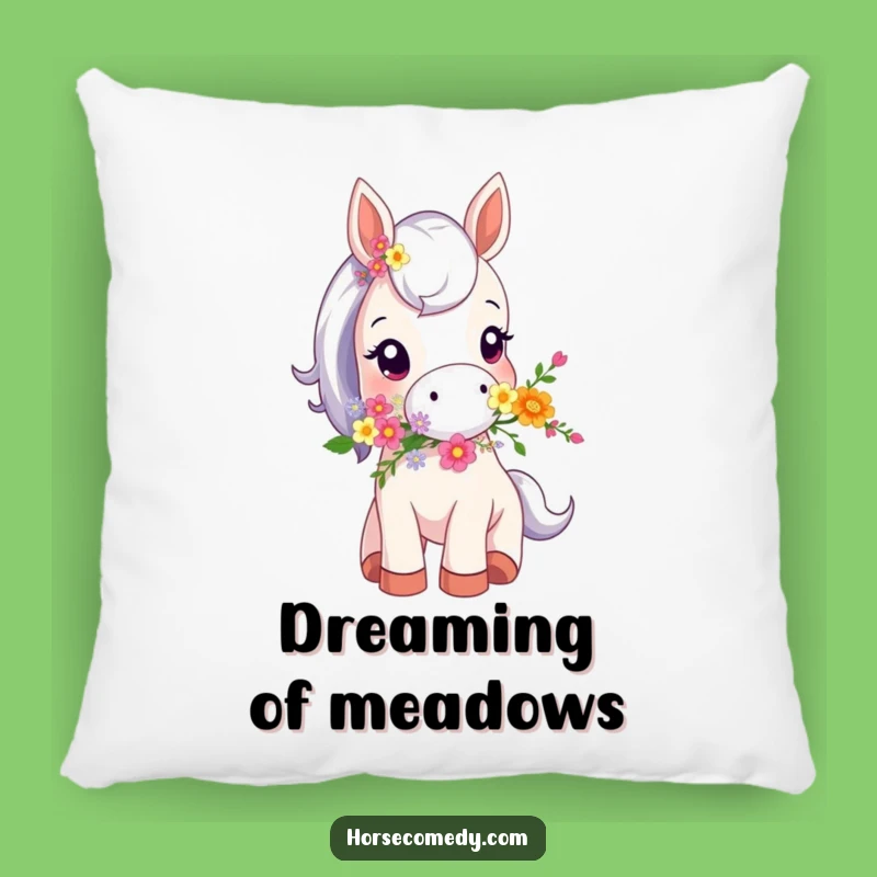 Funny Tiny Horse Flower Pillow - Soft and Humorous Accent for Your Couch