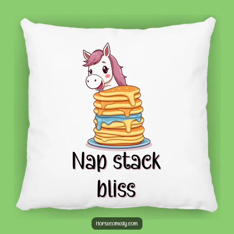 Funny Delighted Horse Pancake Pillow - Cozy Comfort & Hilarious Breakfast Gift