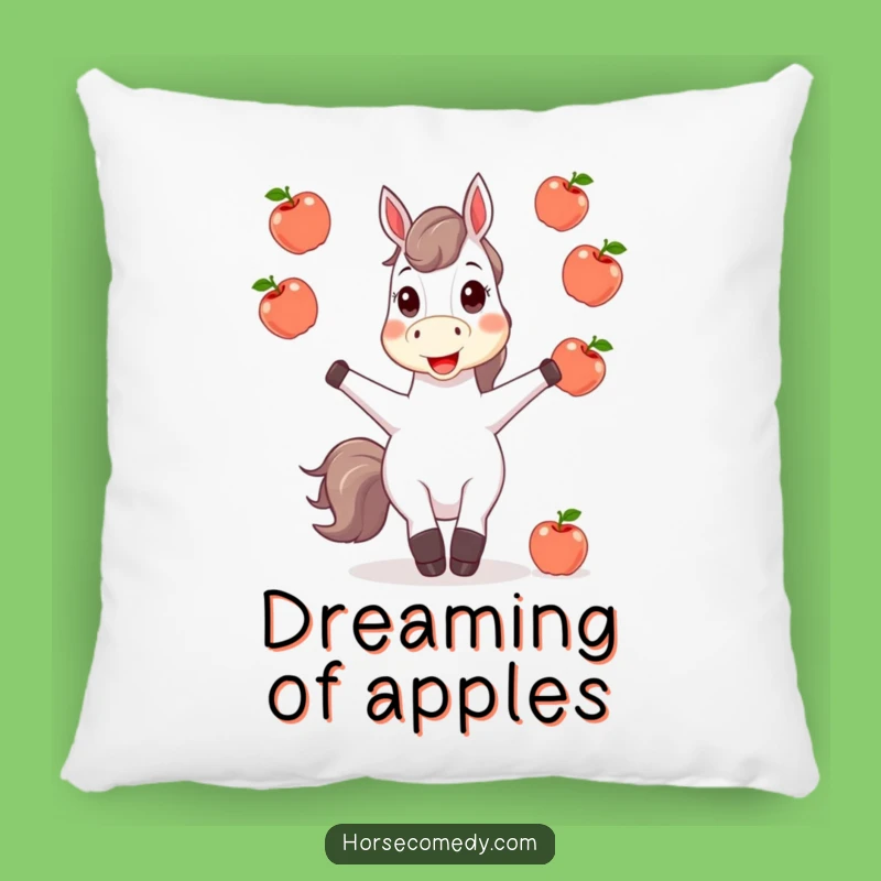 Funny Horse Juggling Apples Pillow - Comfy Decor & Hilarious Gift