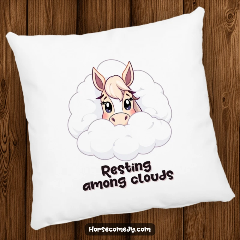 Funny peeking horse cloud pillow, a soft and decorative cushion that brings a touch of whimsical charm and gentle curiosity to any room.