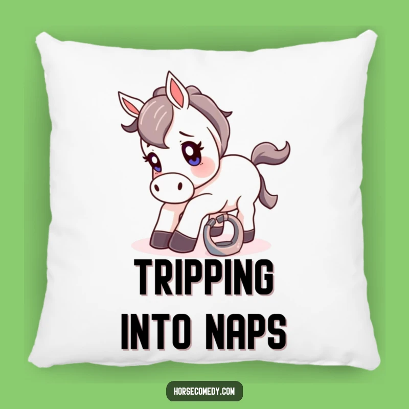 Funny Tripping Horse Horseshoe Pillow - Cozy Comedy Cushion