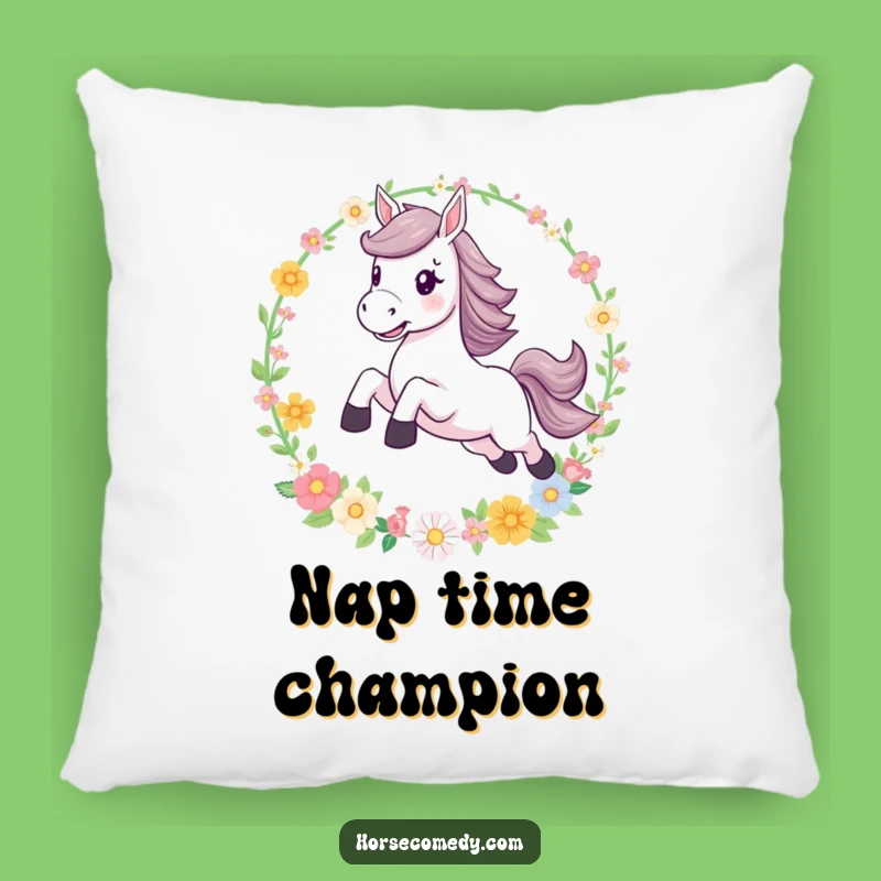 Funny Leaping Horse Flower Hoop Pillow: Cuddle Up with Enchantment!