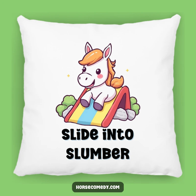 Funny Rainbow Slide Horse Pillow - Cozy Cheerful Shout Cushion, Adorable Funny Gift