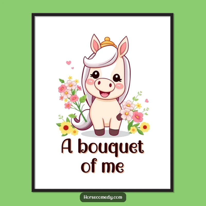 Funny Horse Digital Art: Silly Hat Flowers Instant Decor