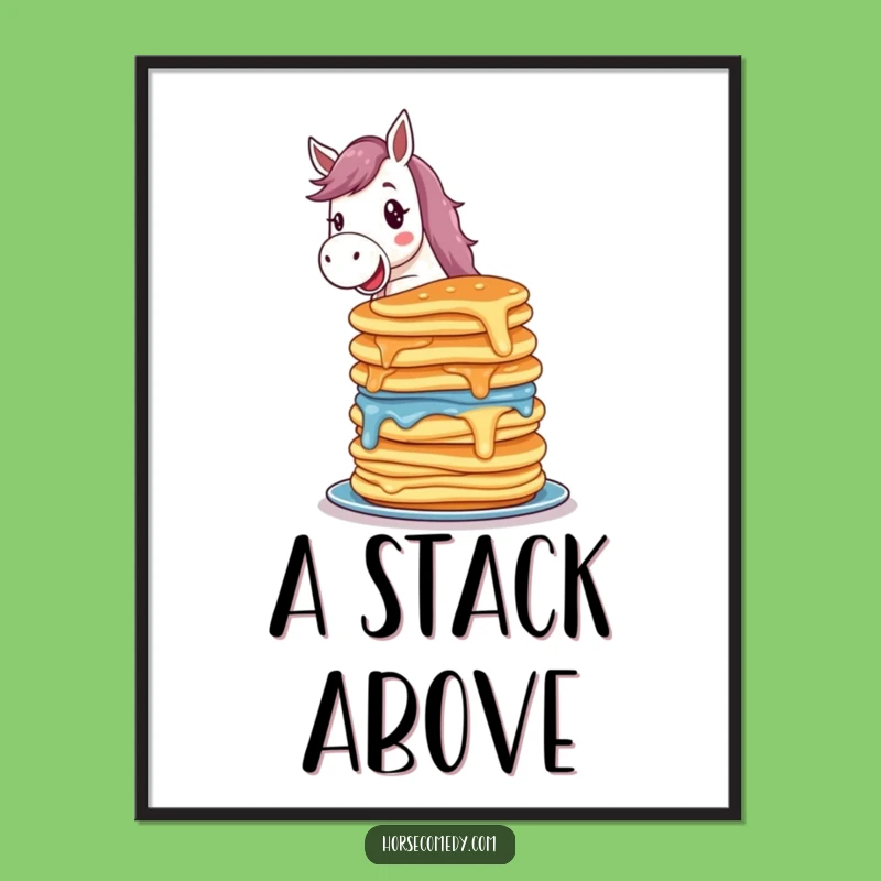 Funny Delighted Horse Pancake Digital Art - Instant Breakfast Decor, Hilarious Gift