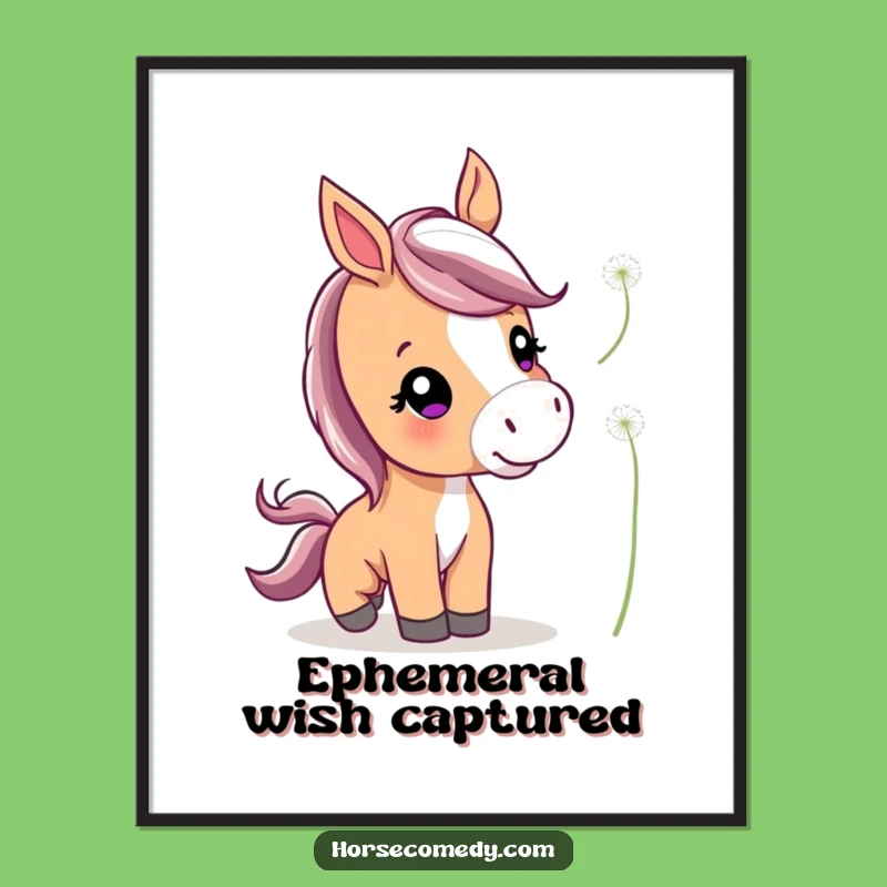 Funny Cute Horse Digital Art: Downloadable Dandelion Nudge Print