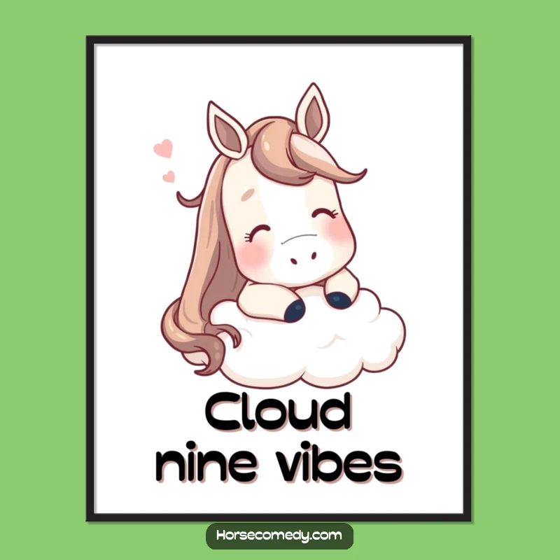 Funny Horse Cloud Digital Art: Contented Equine Dreamscape - Instant Gift