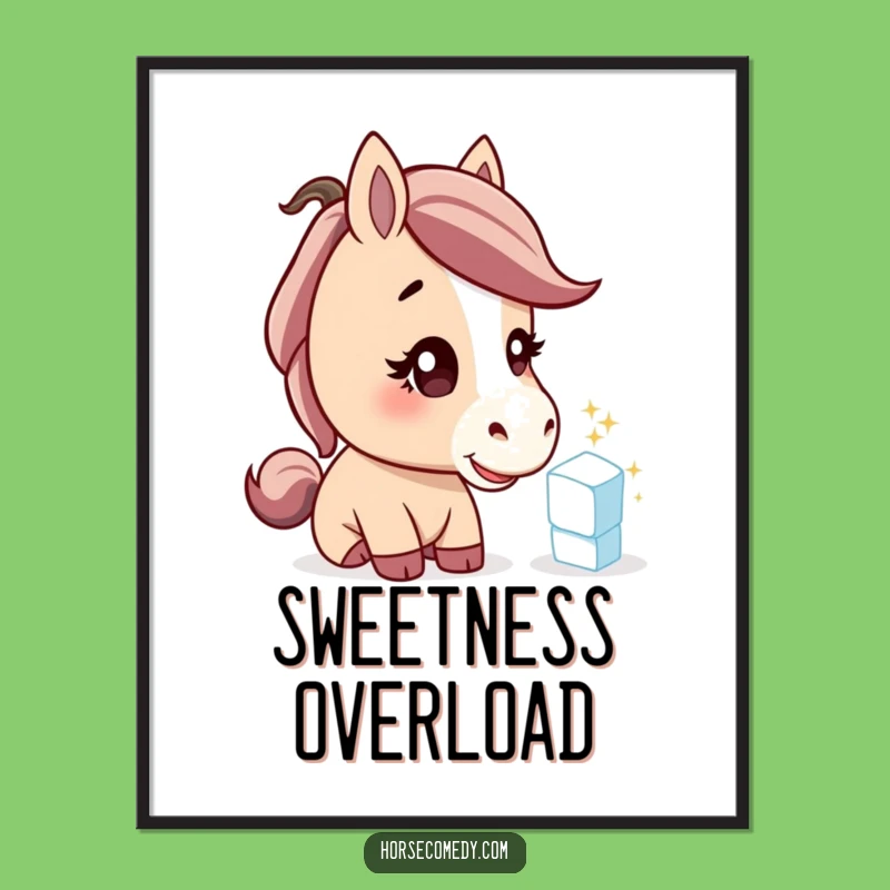 Funny Horse Digital Art: Curious Equine Sugar Cube Wall Decor - Instant Gift