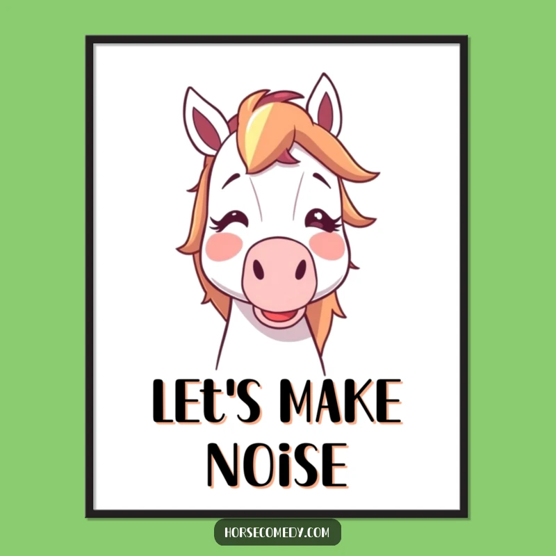Funny Horse Noisemaker Digital Art: Hilarious Cartoon Celebration for Instant Download