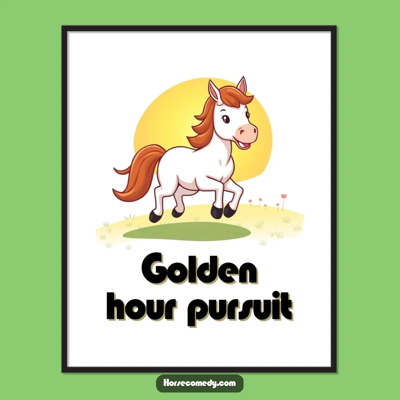 Funny Horse Sunset Digital Art Print: Gallop into Joyful Decor, Instant Funny Gift