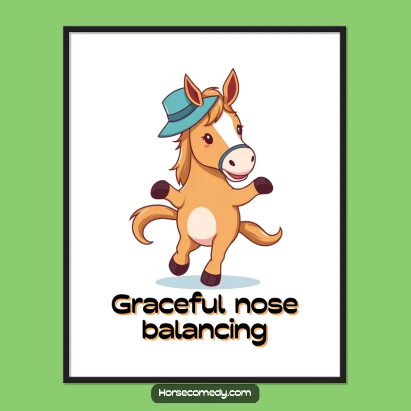 Funny Horse Waltzing Hat Digital Art: Instant Elegance for Walls