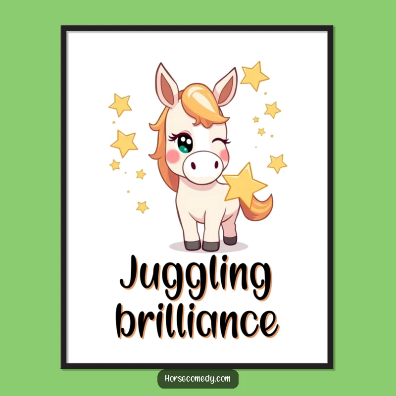 Funny Mischievous Horse Star Digital Art - Instant Cosmic Decor, Hilarious Gift