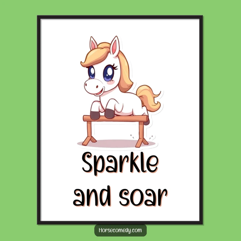 Funny Sparkle Eye Horse Digital Art - Playful Leap Printable, Instant Funny Gift Decor