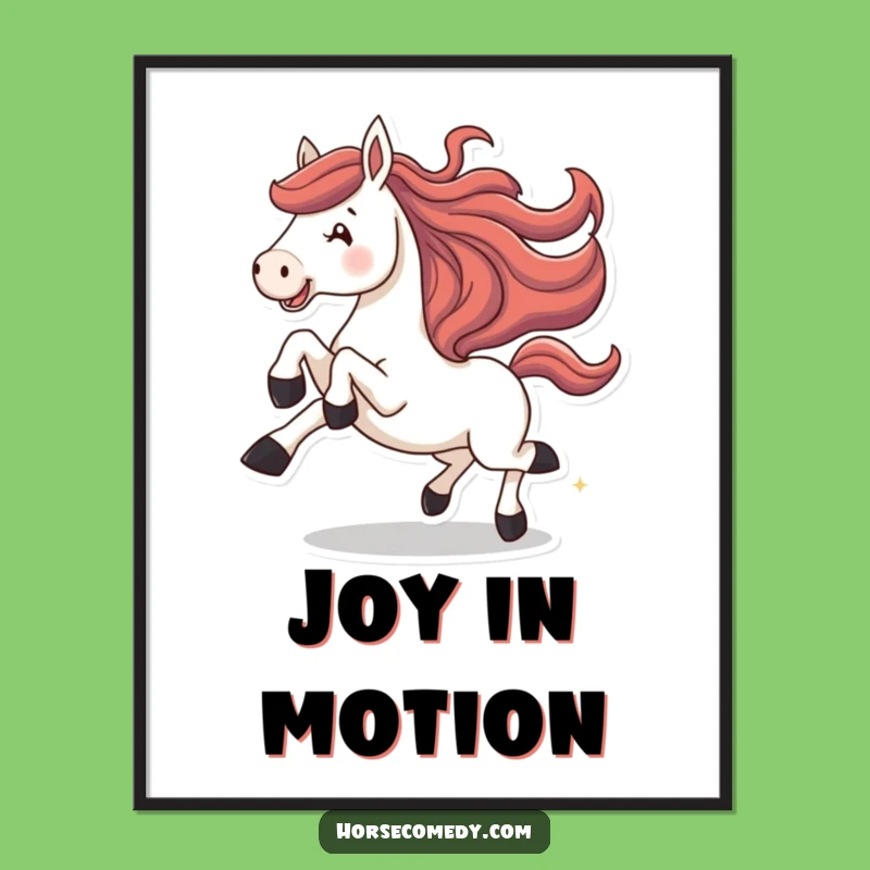 Funny Galloping Horse Digital Art: Joyful Kicking Instant Download, Great Gift Idea