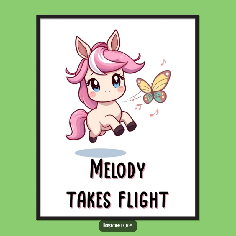 Funny Horse Music Butterfly Digital Print: Twinkling Art, Instant Humorous Musician Download Gift