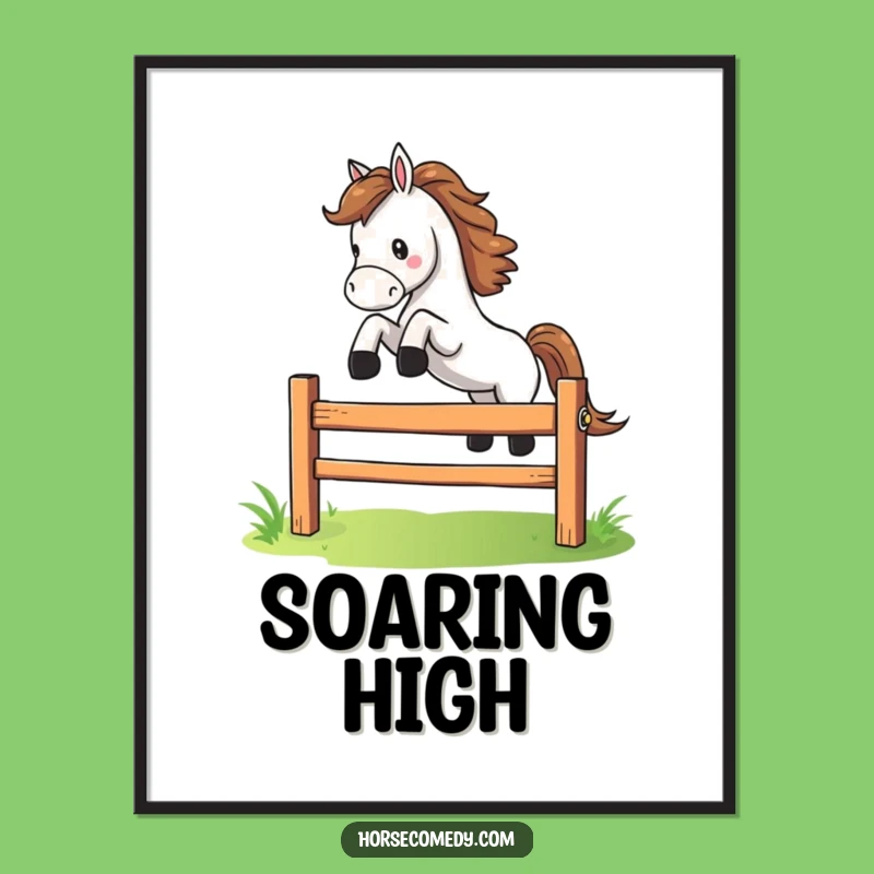 Funny Leaping Horse Fence Digital Art Print: Dynamic Art for Energetic Spaces