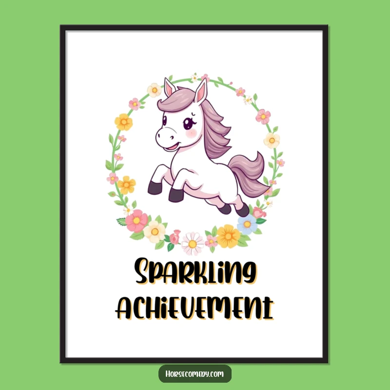 Funny Leaping Horse Flower Hoop Digital Print: Instant Enchantment!