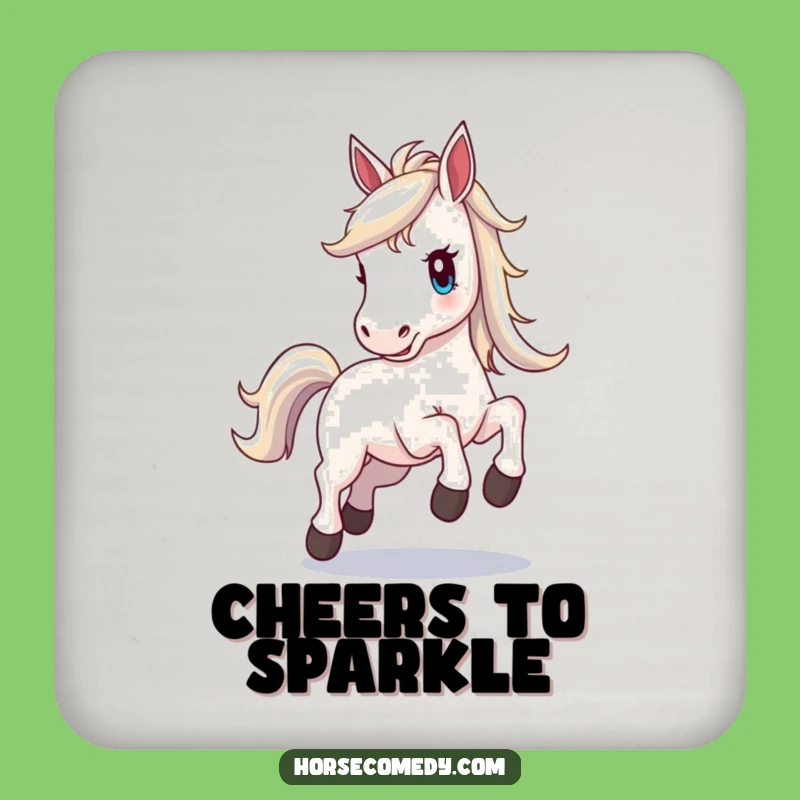 Funny Horse Shimmering Mane Coaster: Protect Surfaces with Radiant Flair