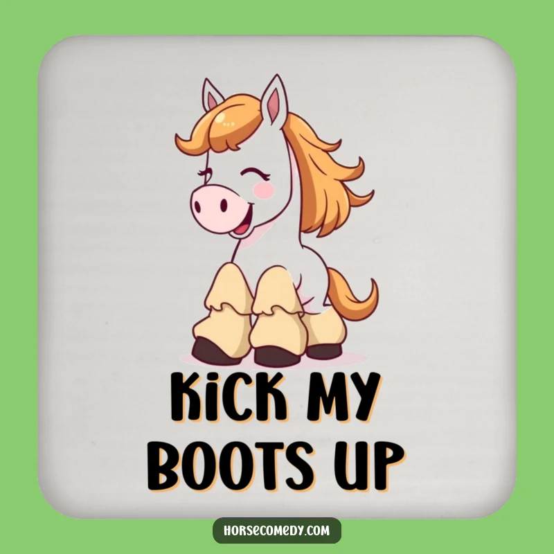 Funny Giggle Horse Coaster Set, Floppy Boots Drink Protection Laugh Gift